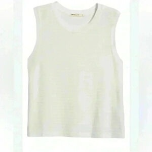 Marine Layer Lydia Textured Stripe Tank In White Large